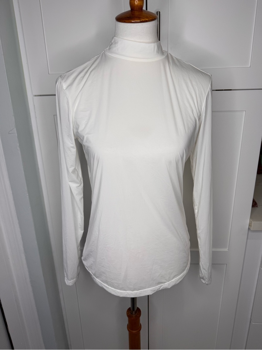 Jamie Sadock Sunsense White Mock Neck Long Sleeve T-Shirt Medium Sun Protection